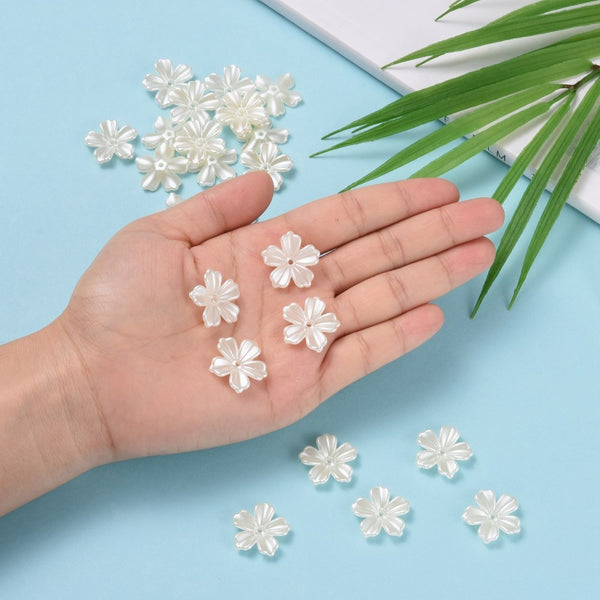 Plastic ABS Pearly Ivory flowers with 5-petals