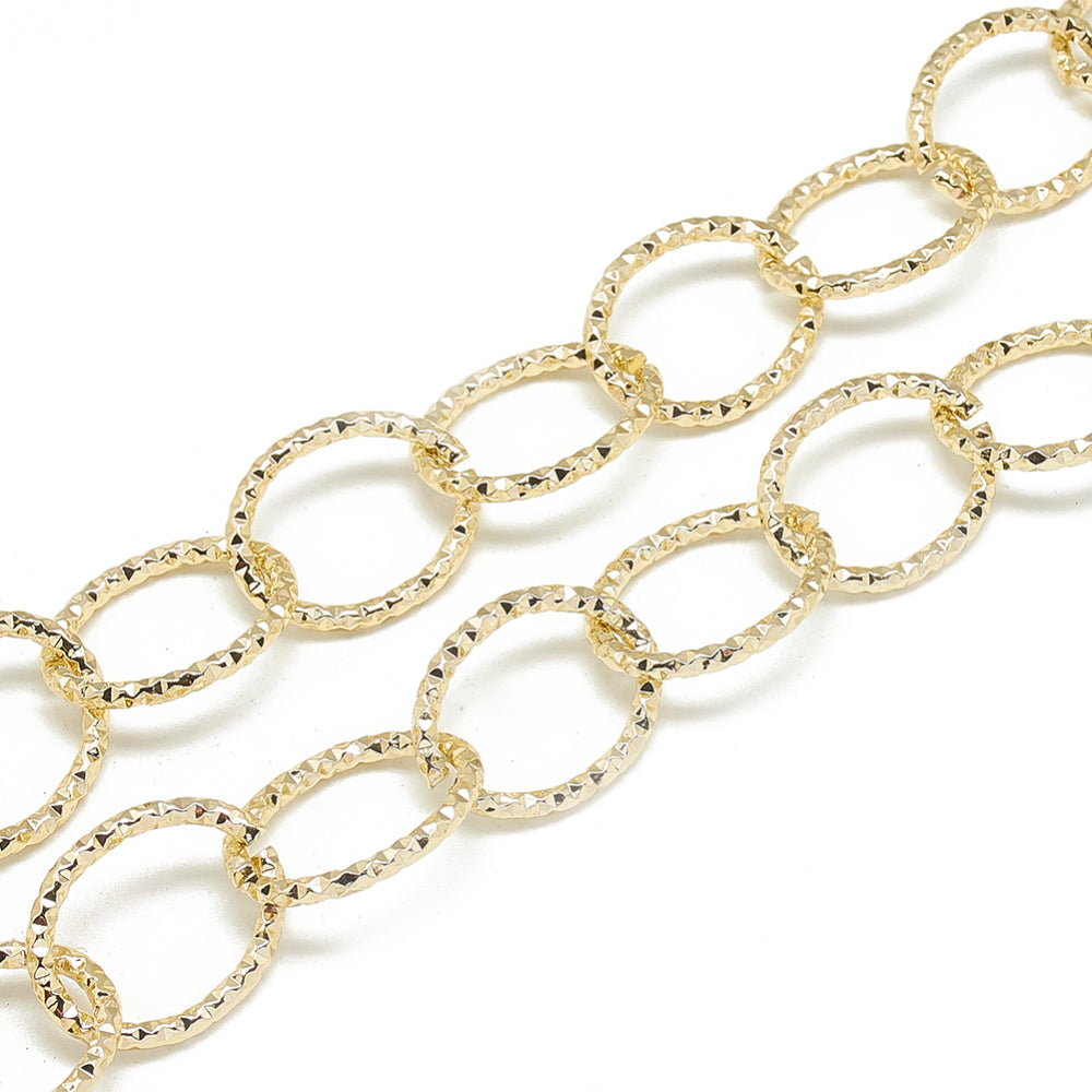 Chain Aluminum, gold, textured 24x19x2.3  ( 4 mts )