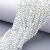 Round glass pearl strands white