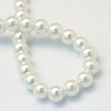 Round glass pearl strands white