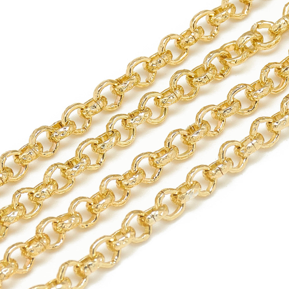 Chain  Aluminum Golden Round  Textured 3.6x1.4mm ( 2 MTS)