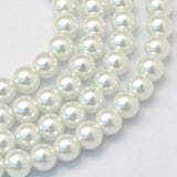 Round glass pearl strands white