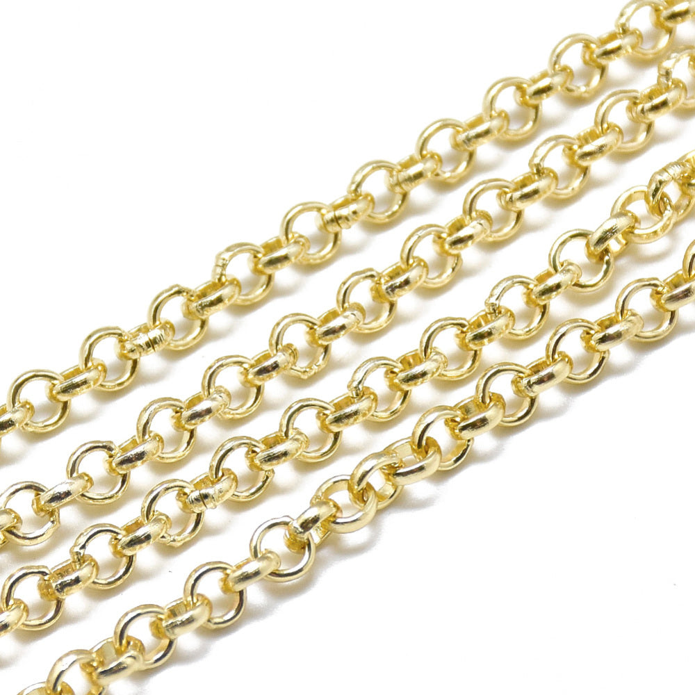 Chain  Aluminum, Golden , round, on spool 4x1mm (5mts)