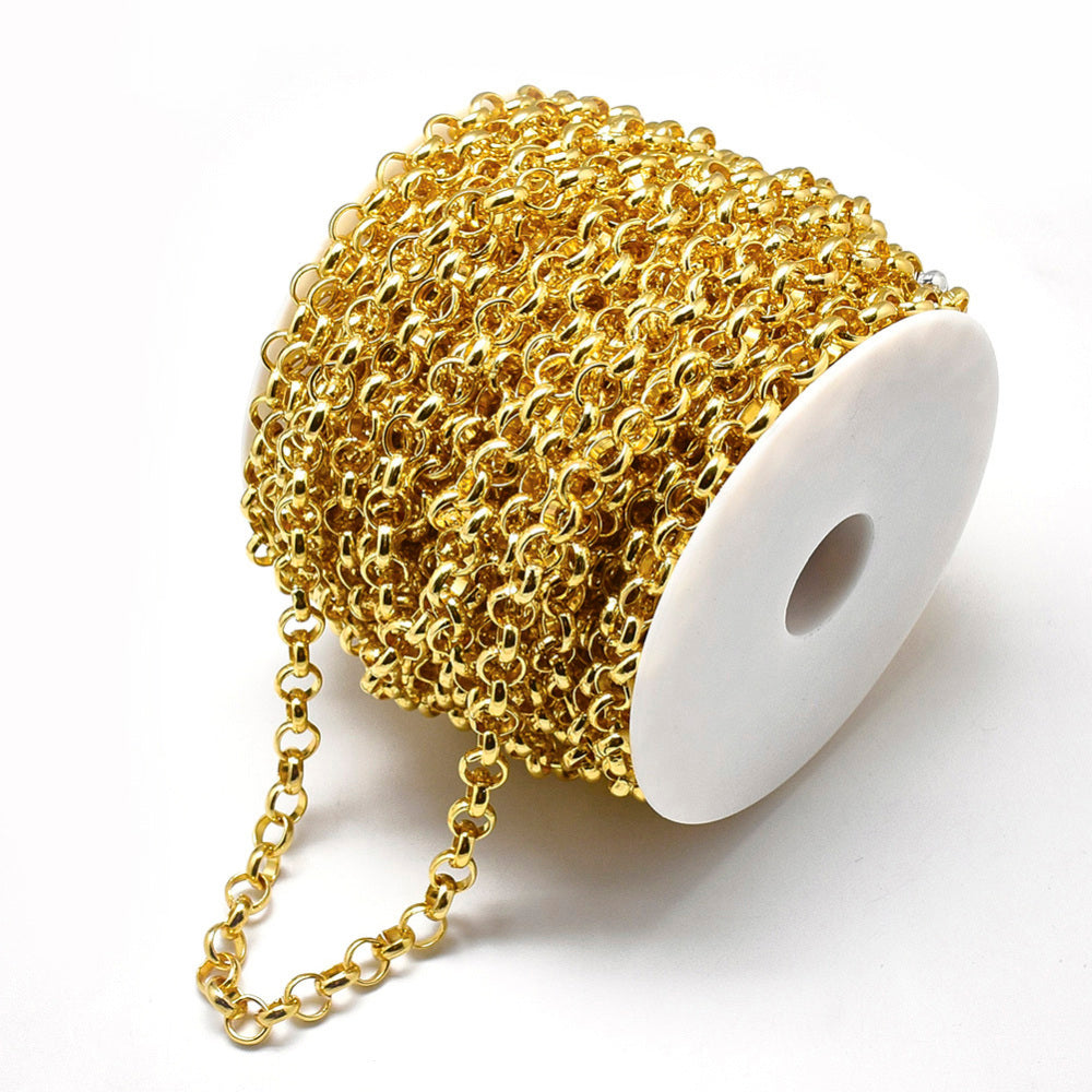 Chain Aluminum, golden, round 8x2.5mm  (5 MTS)