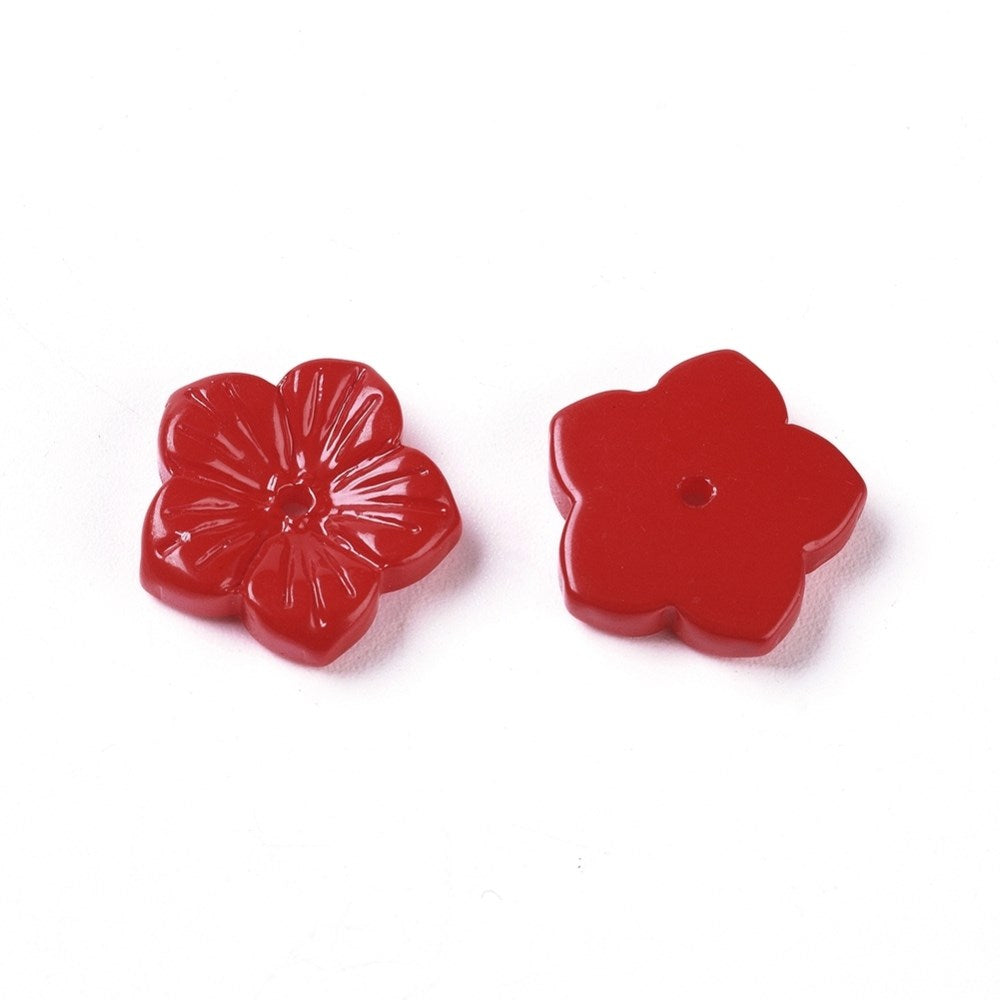 RED GLASS FLOWER: 12mm