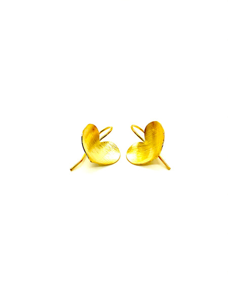 EARRING BASE, GOLD-PLATED HEART SHAPE