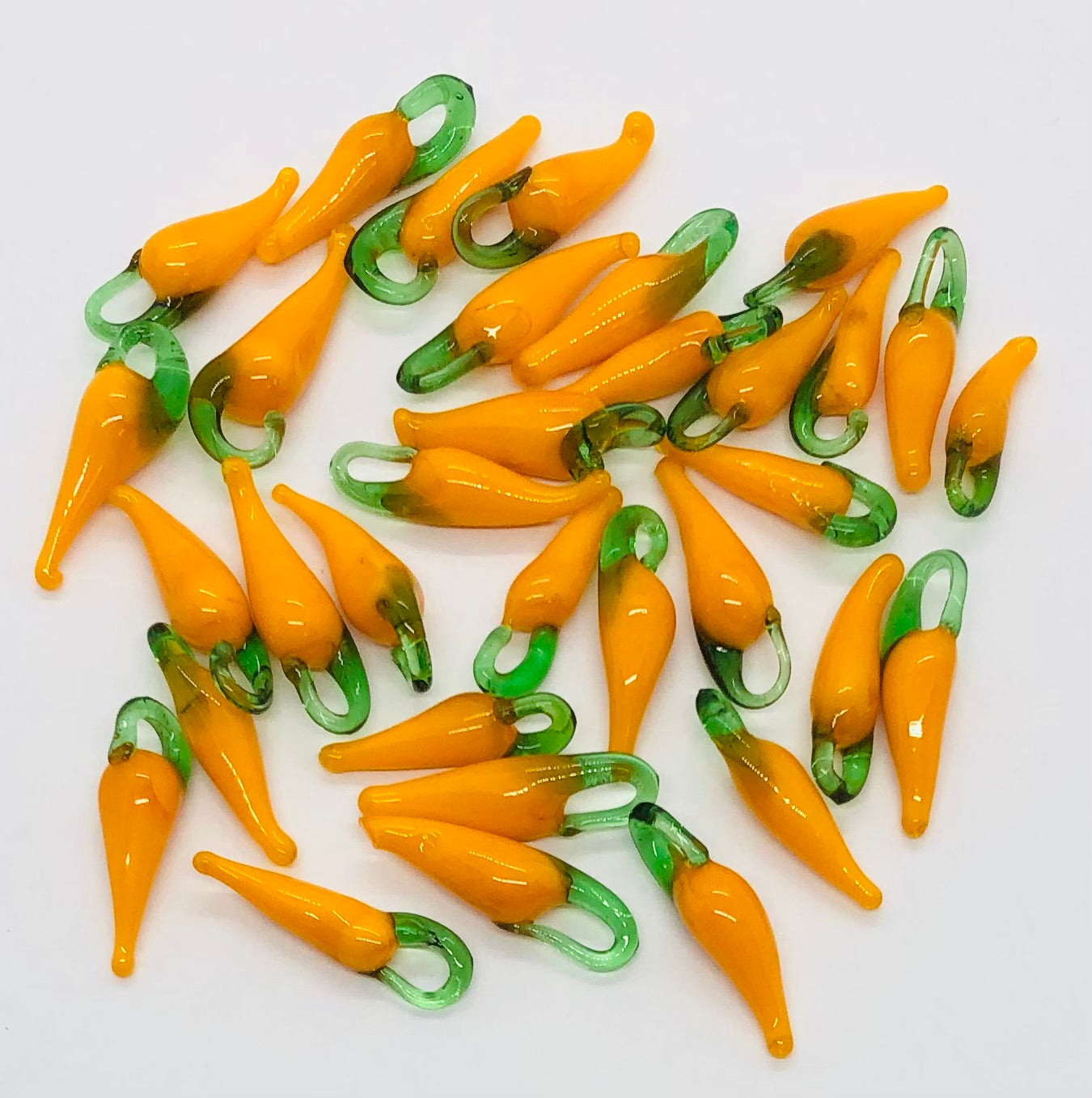 Orange Peppers in Painted  Glass