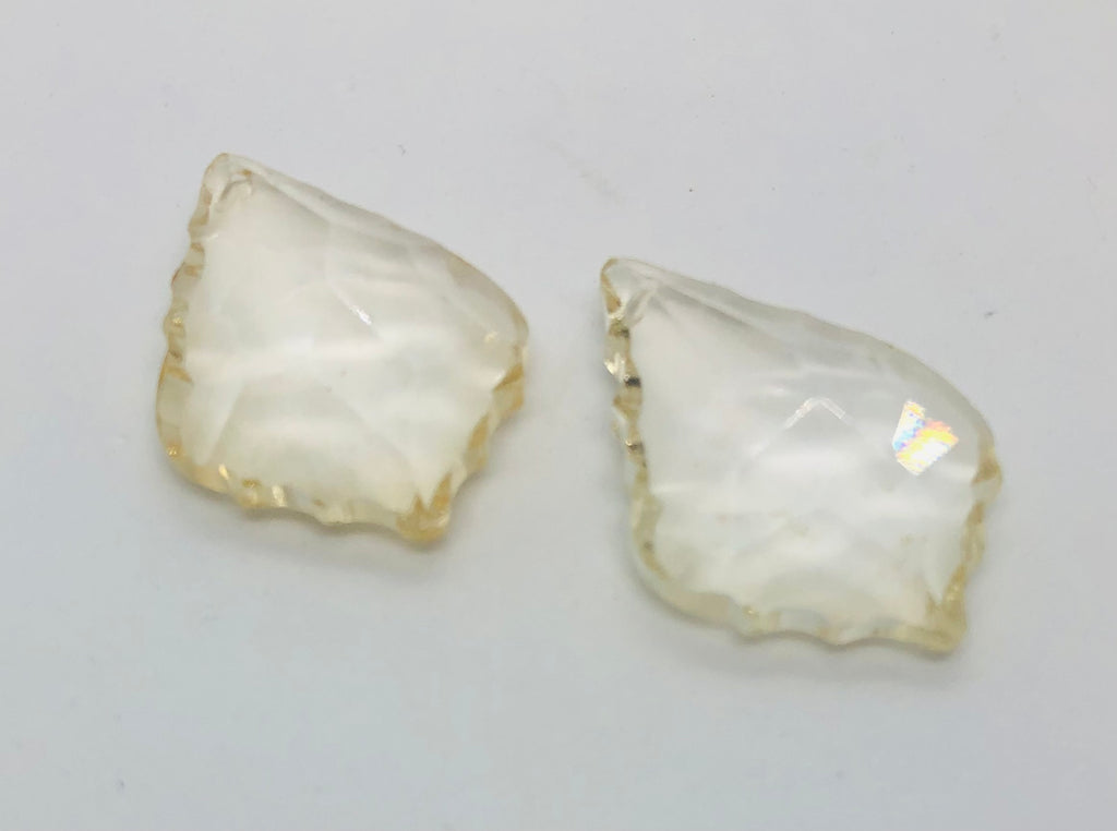 Honey Colored Faceted Transparent Leaf Cabochon