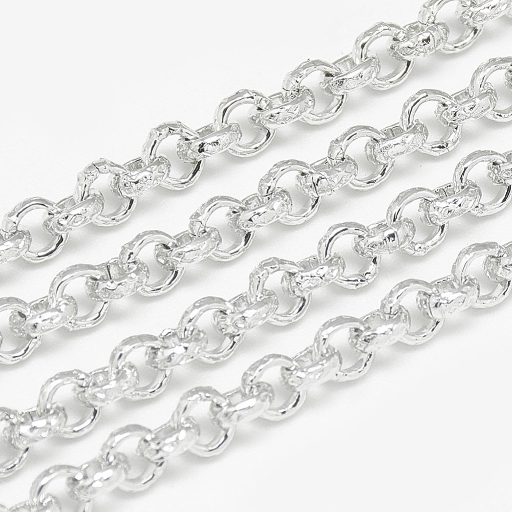 Chain Aluminium Round Silver Textured 3.6x1.4mm