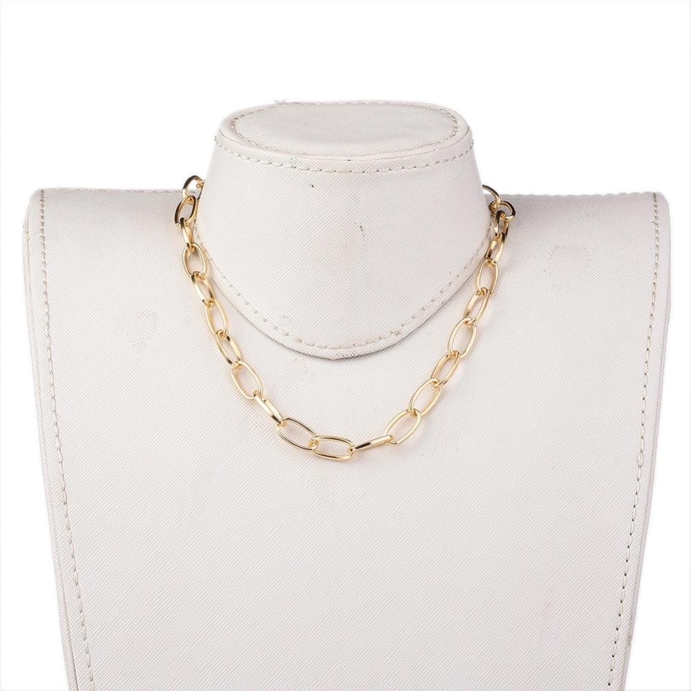 Necklace chain oval aluminum   with clasp 40cm