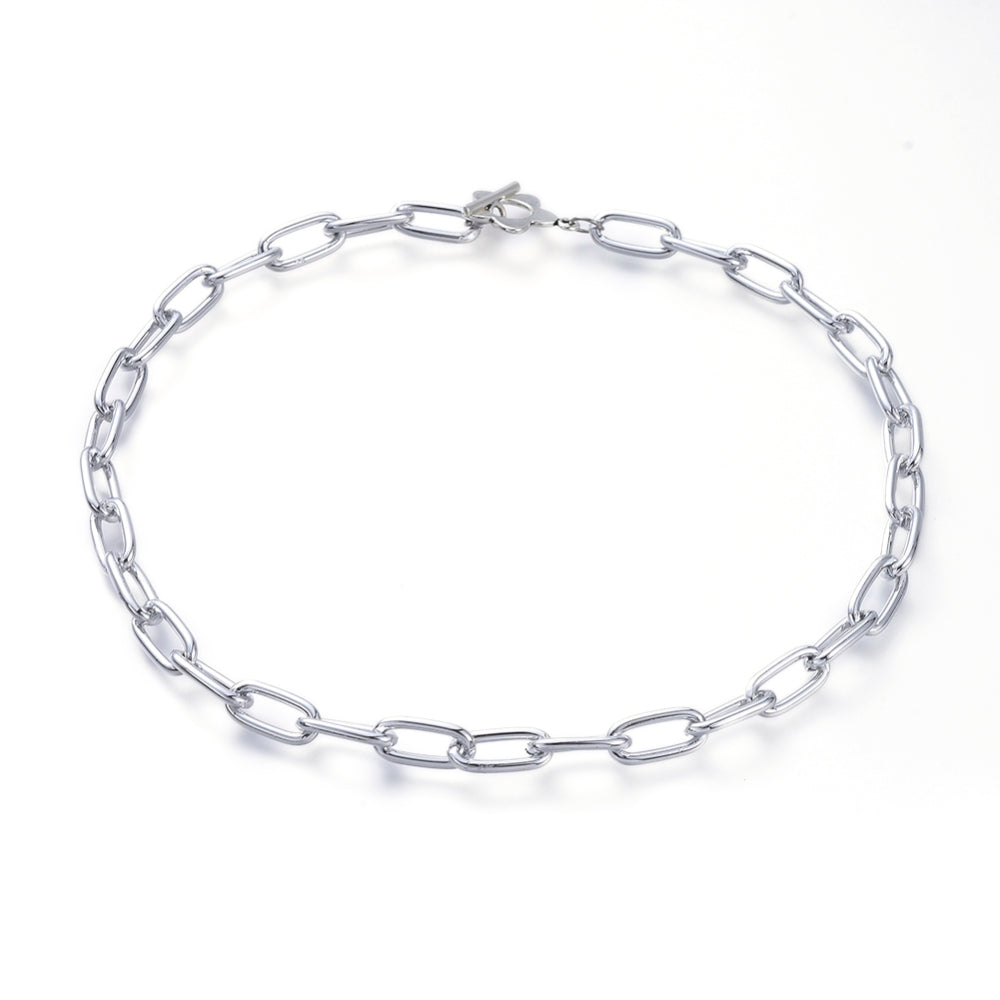 Necklace chain oval aluminum   with clasp 40cm