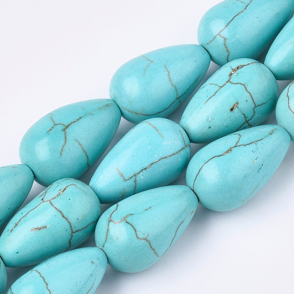 Synthetic Turquoise Beads Strands, Teardrop.