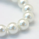 Round glass pearl strands white